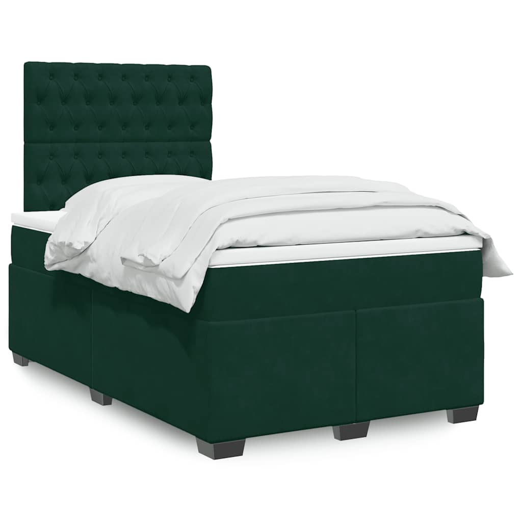 Sommier à lattes de lit avec matelas vert foncé 120x190 cm