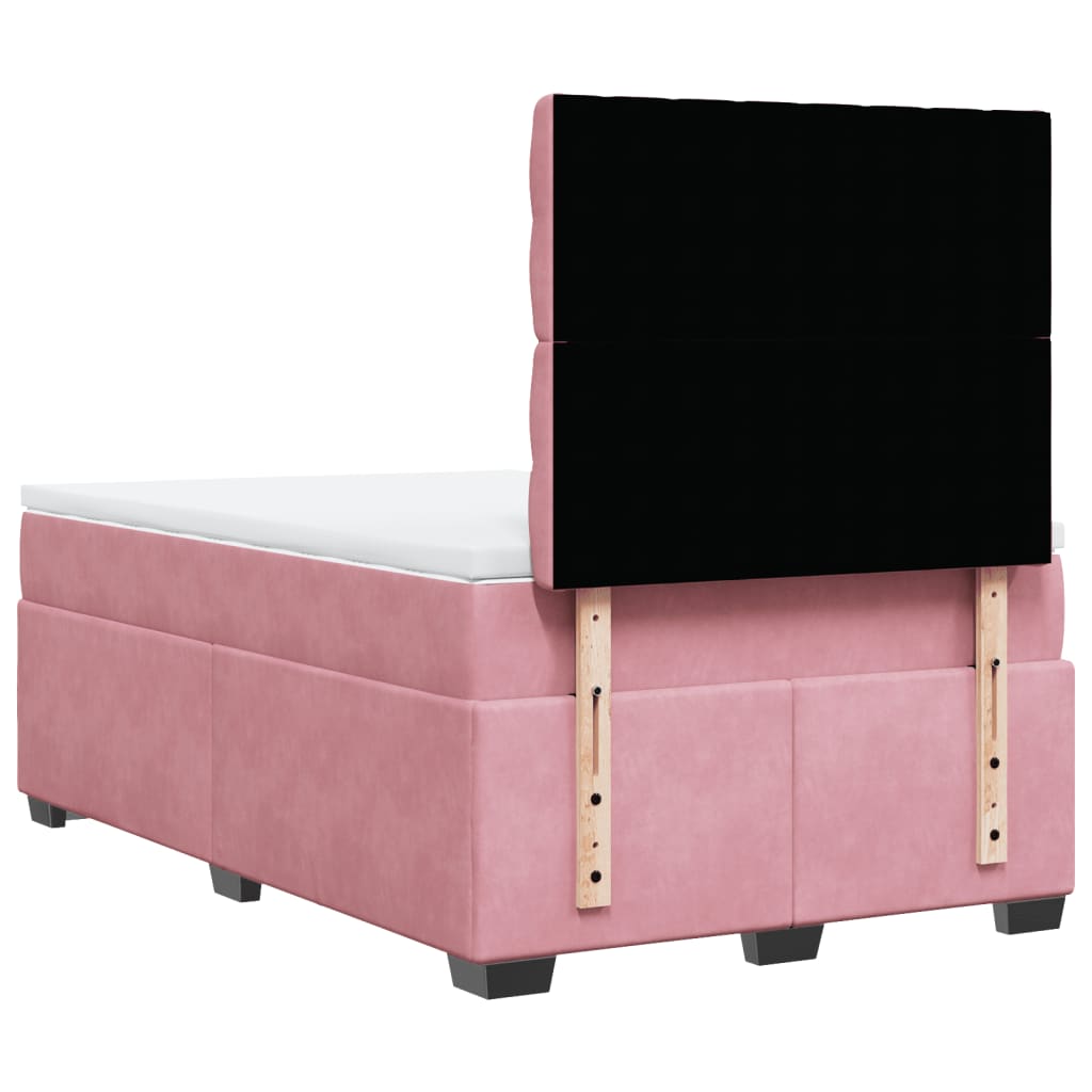 Sommier à lattes de lit avec matelas rose 120x190 cm velours