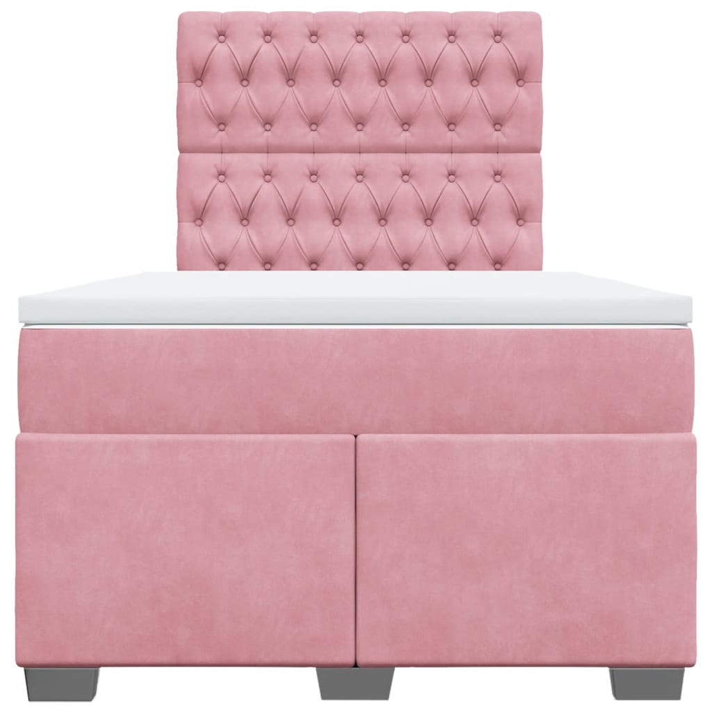 Sommier à lattes de lit avec matelas rose 120x190 cm velours - XIOS