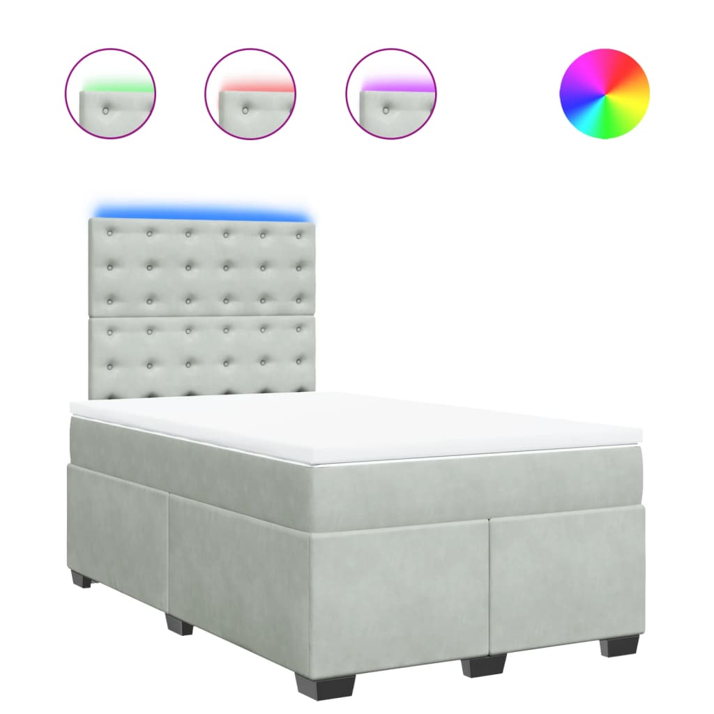 Sommier à lattes de lit et matelas gris clair 120x190cm velours - XIOS