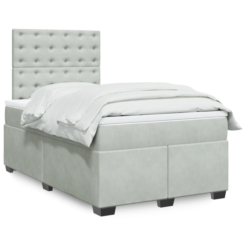 Sommier à lattes de lit et matelas gris clair 120x190cm velours - XIOS