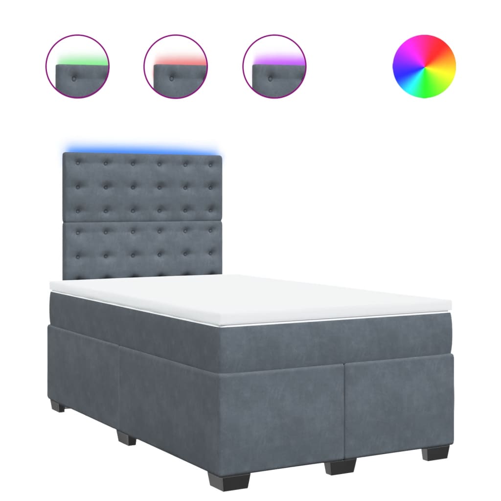 Sommier à lattes de lit et matelas gris foncé 120x190cm velours - XIOS