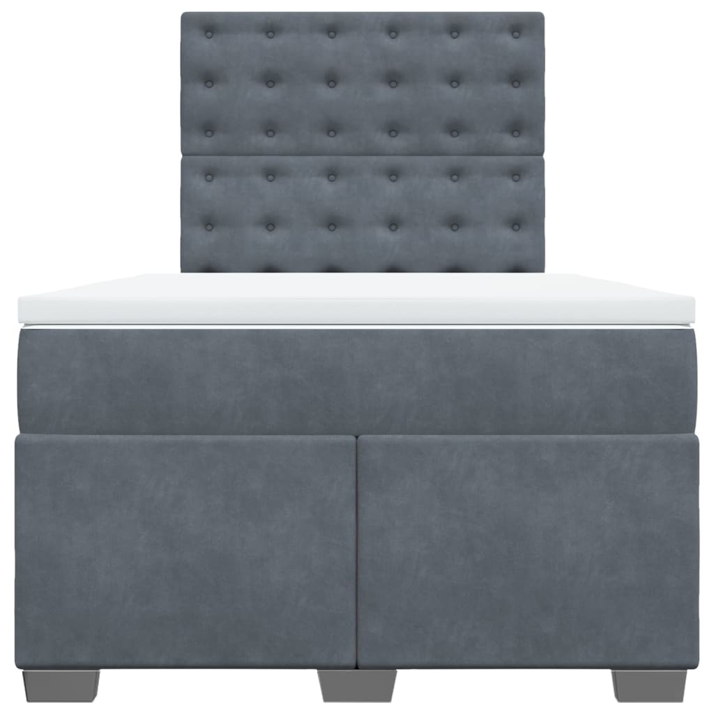 Sommier à lattes de lit et matelas gris foncé 120x190cm velours - XIOS