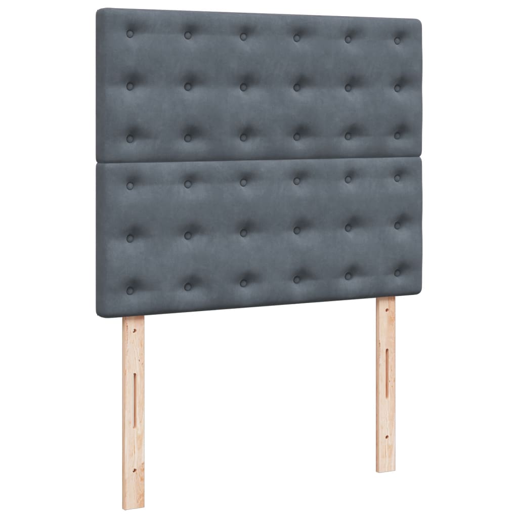 Sommier à lattes de lit et matelas gris foncé 120x190cm velours - XIOS