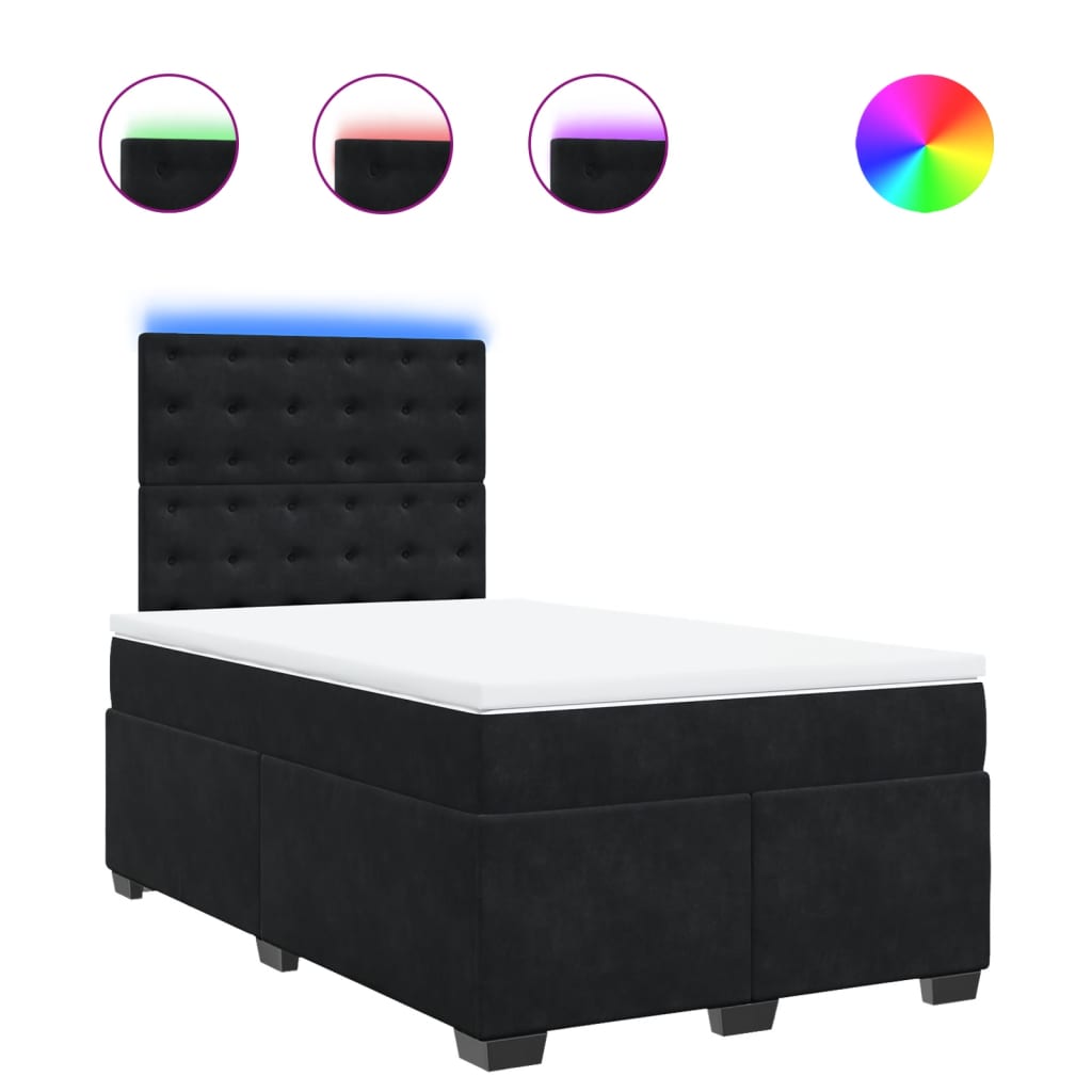 Sommier à lattes de lit avec matelas noir 120x190 cm velours - XIOS