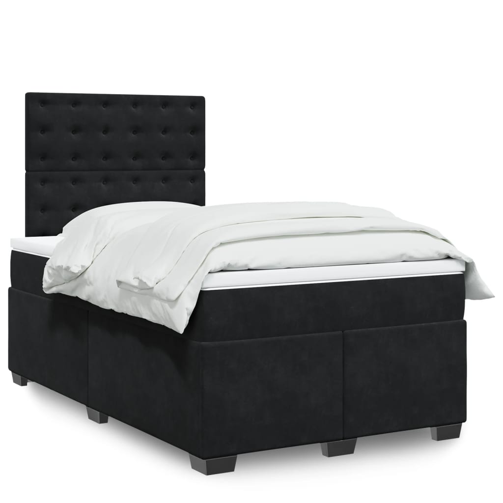 Sommier à lattes de lit avec matelas noir 120x190 cm velours - XIOS