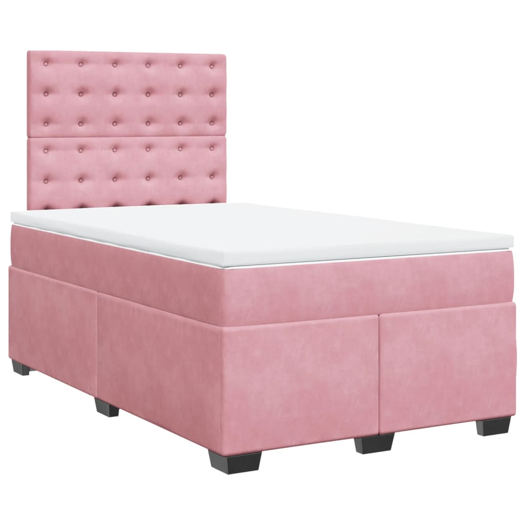Sommier à lattes de lit avec matelas rose 120x190 cm velours - XIOS