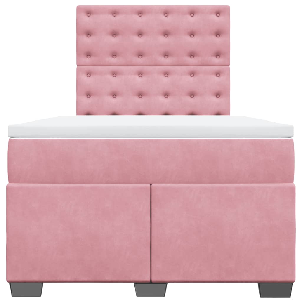 Sommier à lattes de lit avec matelas rose 120x190 cm velours - XIOS