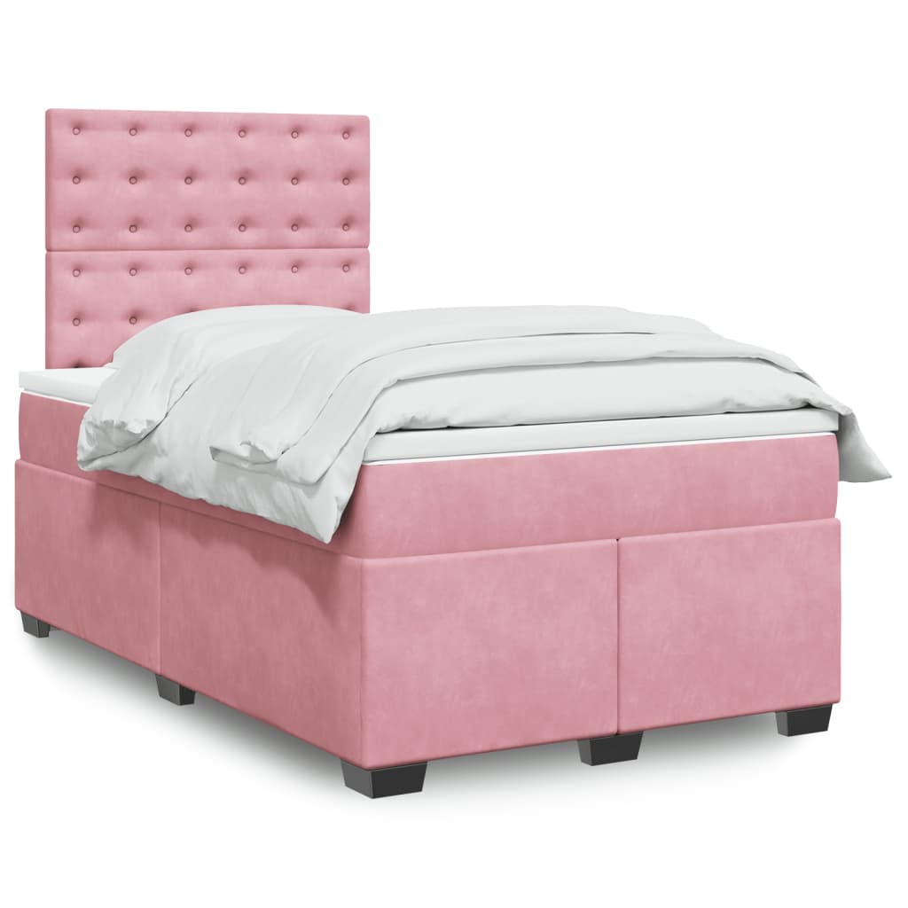 Sommier à lattes de lit avec matelas rose 120x190 cm velours - XIOS