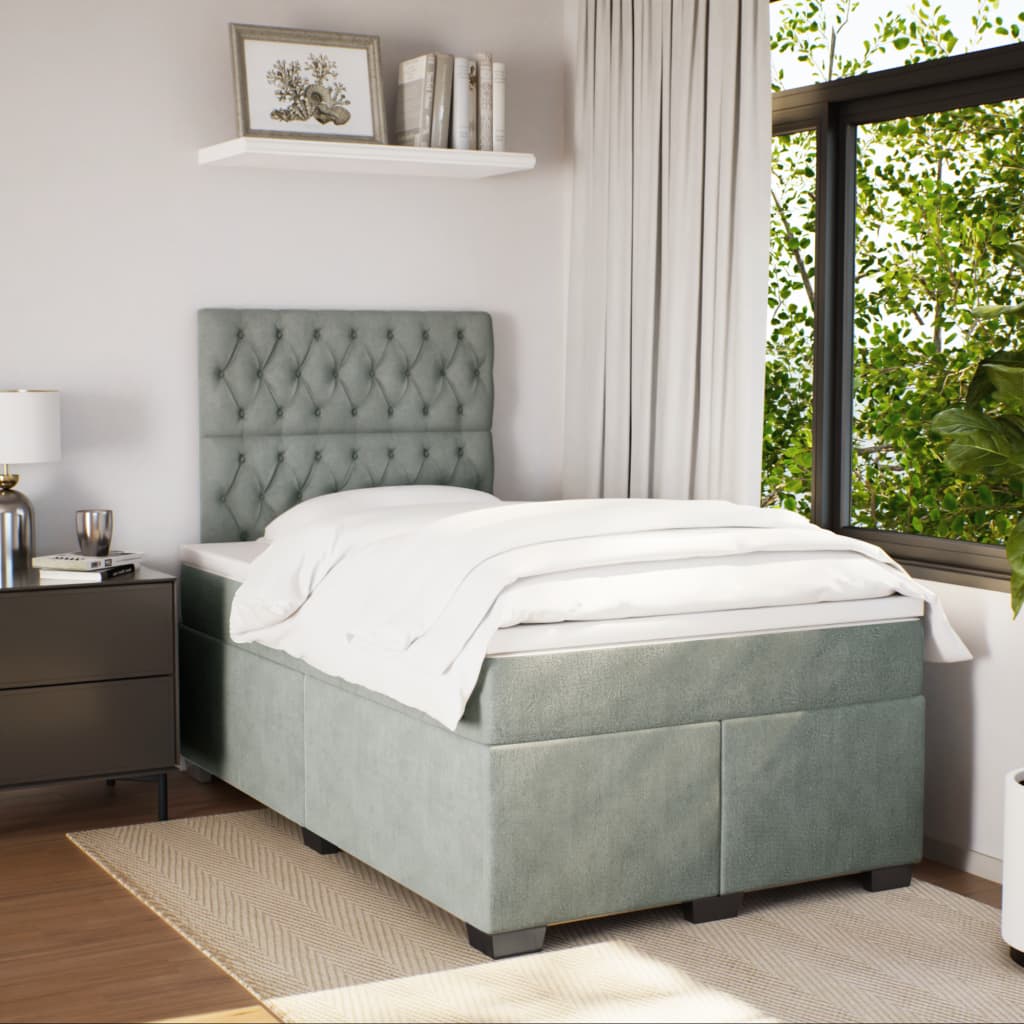 Sommier à lattes de lit et matelas Gris clair 120x200cm Velours - XIOS