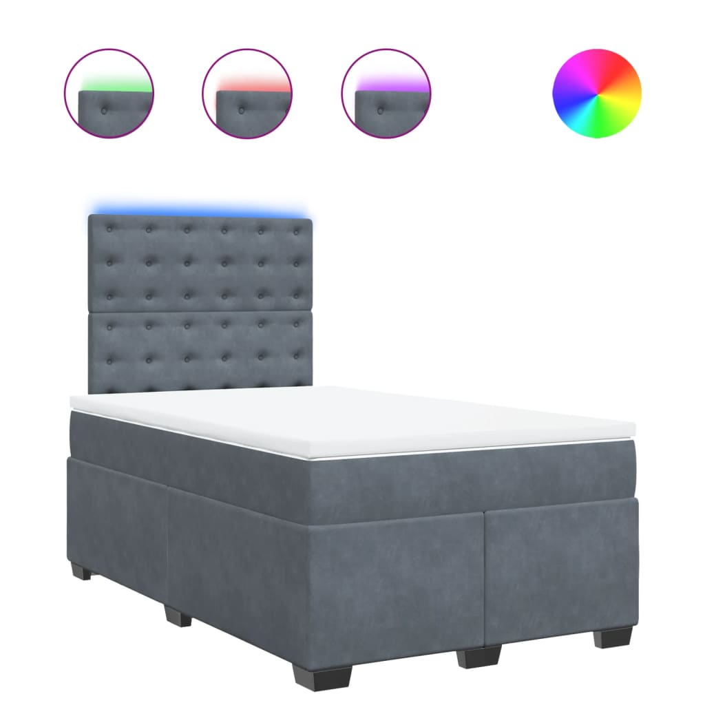 Sommier à lattes de lit et matelas Gris foncé 120x200cm Velours - XIOS