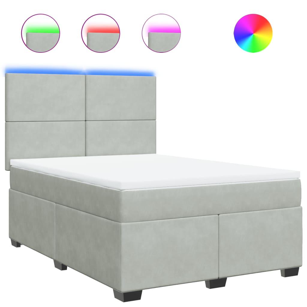 Sommier à lattes de lit et matelas Gris clair 140x190cm Velours - XIOS