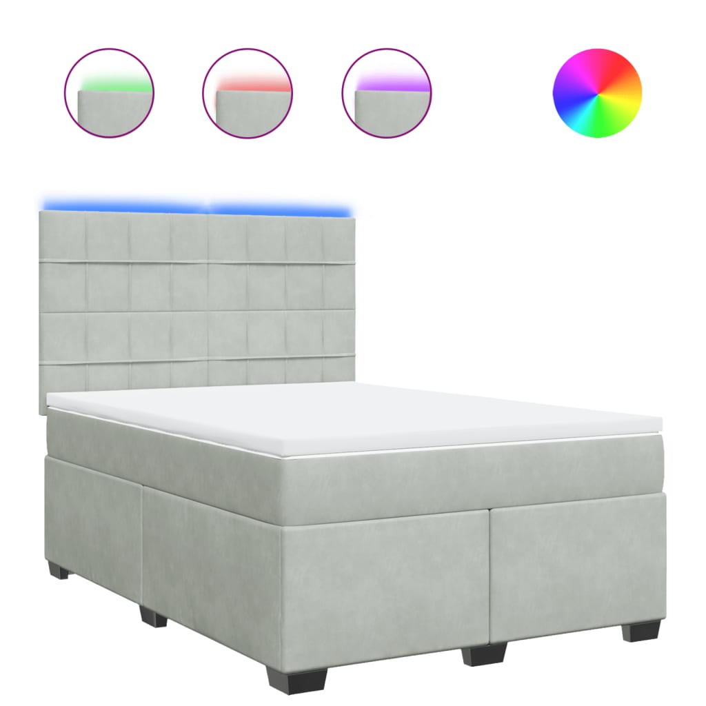 Sommier à lattes de lit et matelas Gris clair 140x190cm Velours - XIOS