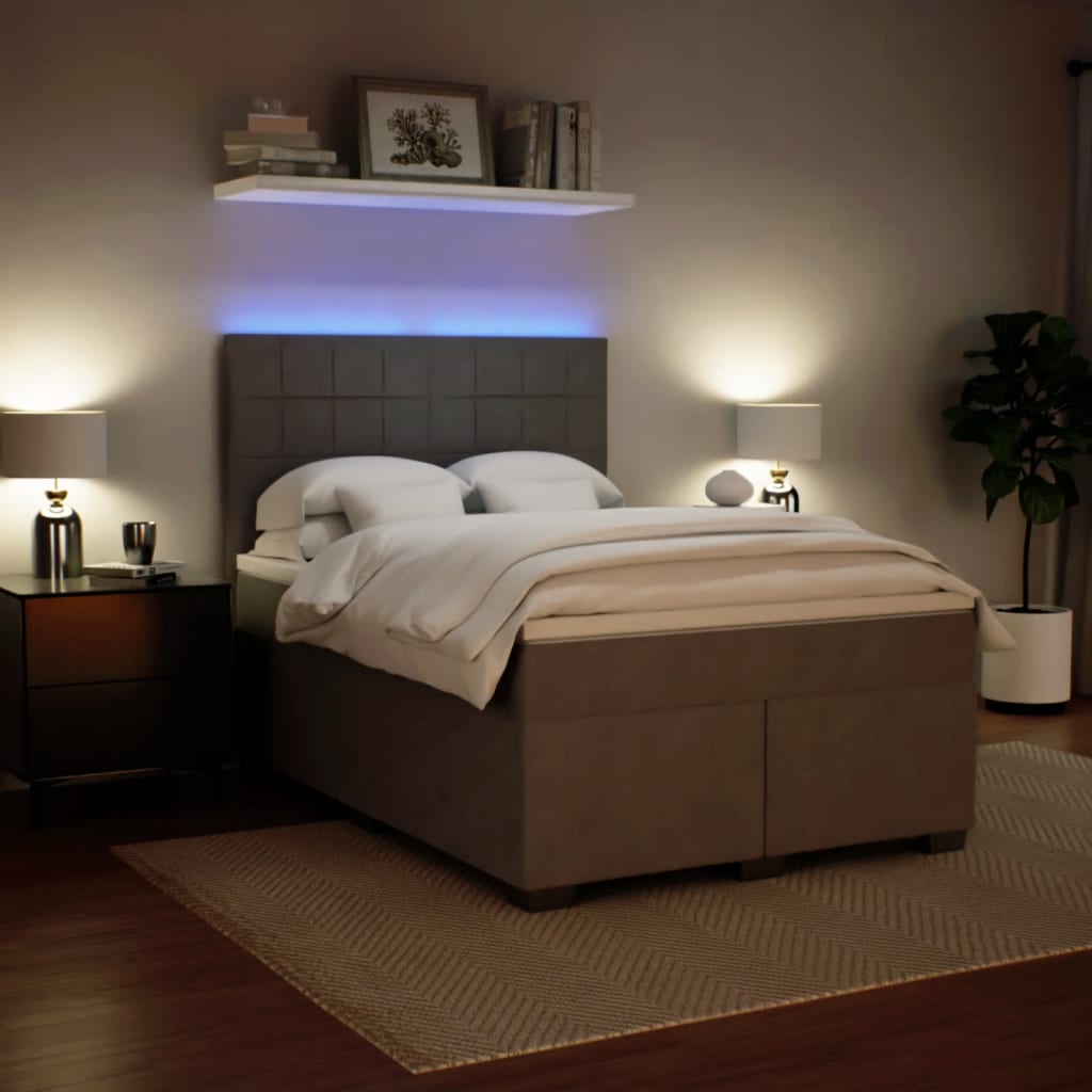 Sommier à lattes de lit et matelas Gris clair 140x190cm Velours - XIOS
