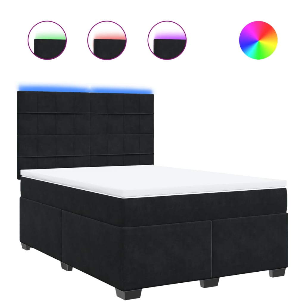 Sommier à lattes de lit avec matelas Noir 140x190 cm Velours - XIOS
