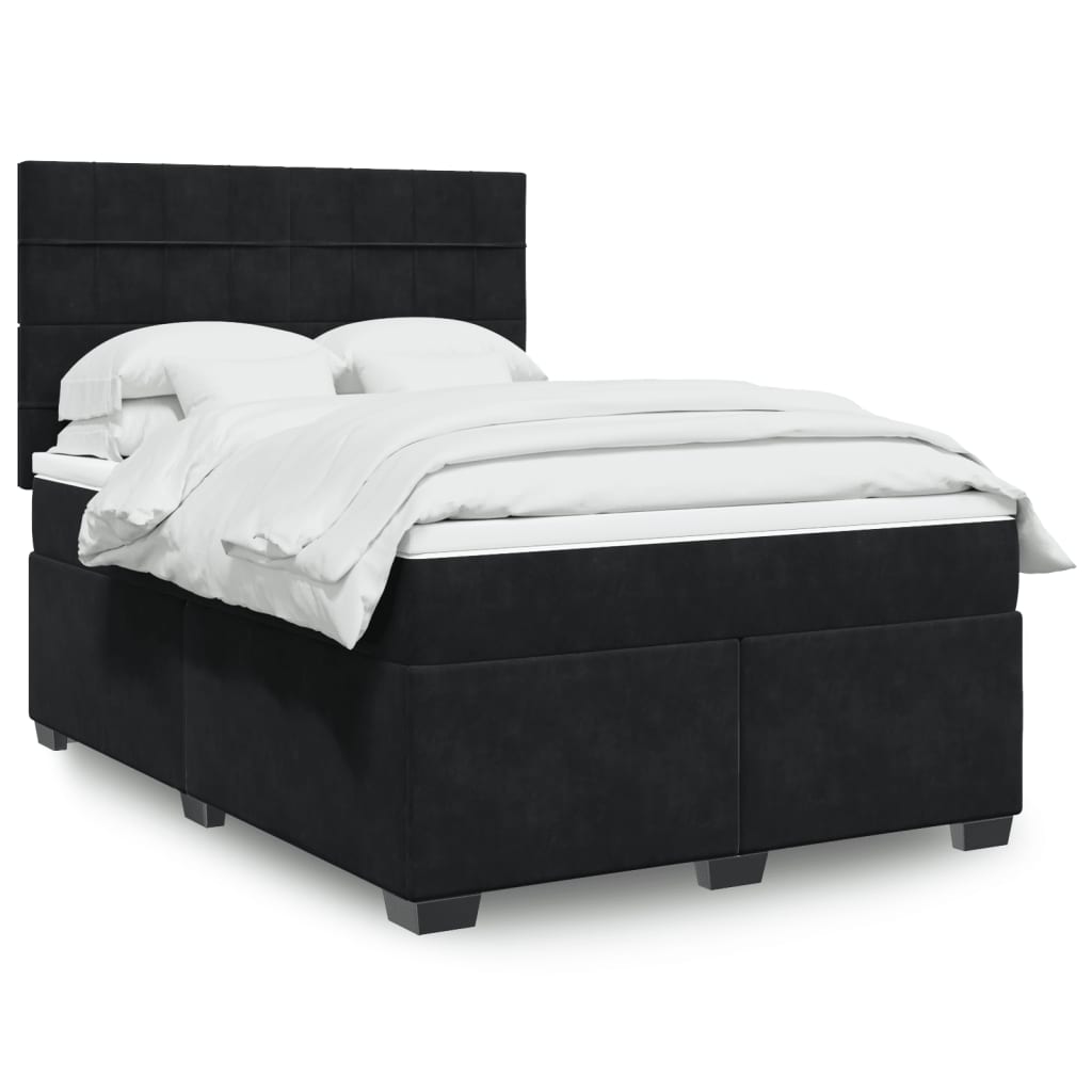 Sommier à lattes de lit avec matelas Noir 140x190 cm Velours - XIOS