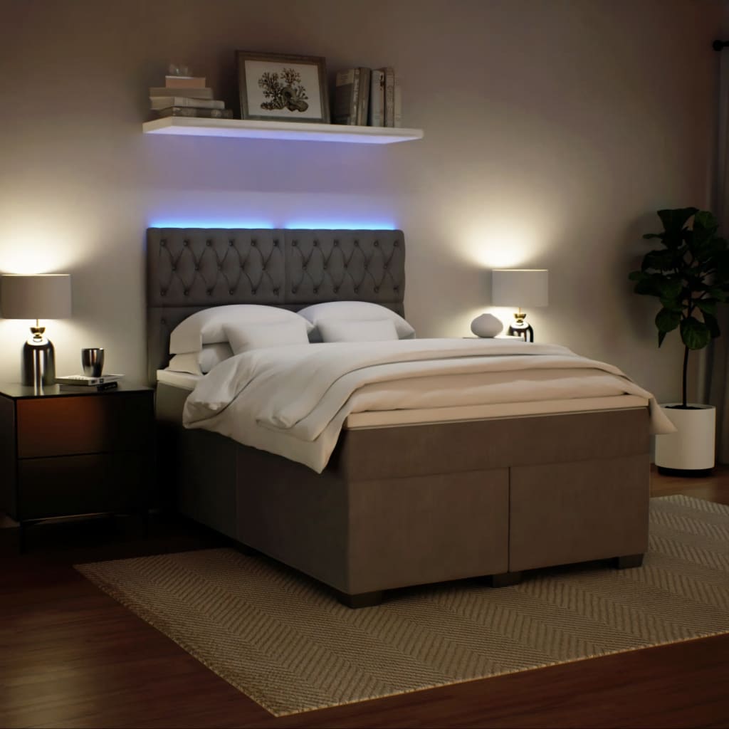 Sommier à lattes de lit et matelas Gris clair 140x190cm Velours - XIOS