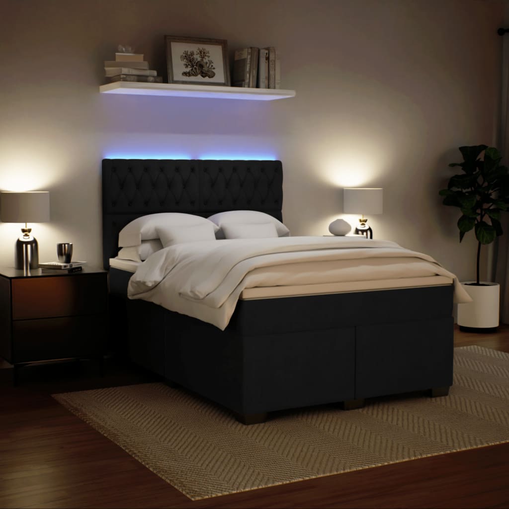 Sommier à lattes de lit avec matelas Noir 140x190 cm Velours - XIOS
