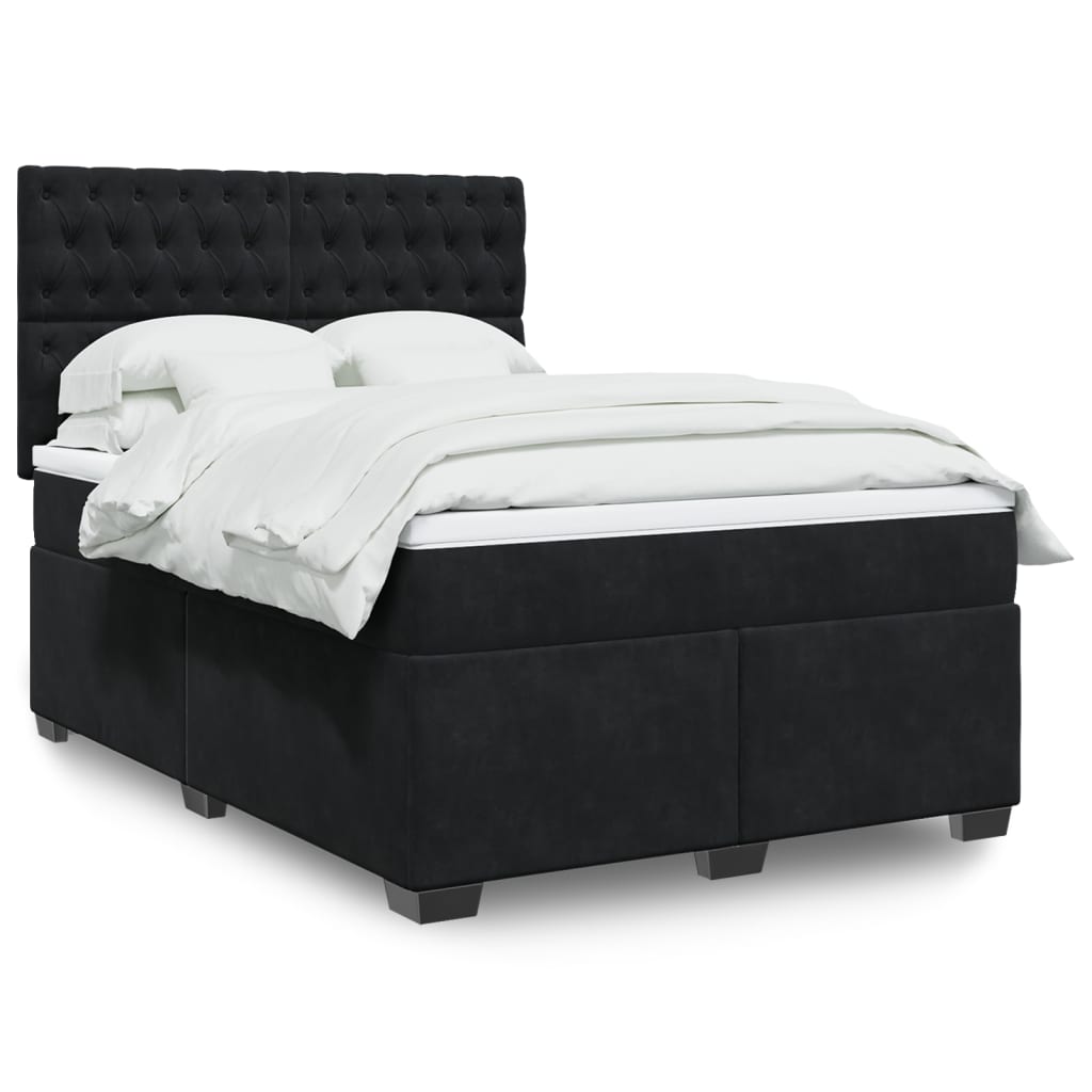 Sommier à lattes de lit avec matelas Noir 140x190 cm Velours - XIOS