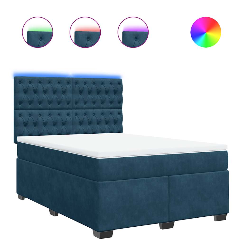 Sommier à lattes de lit et matelas bleu 140x190 cm velours - XIOS