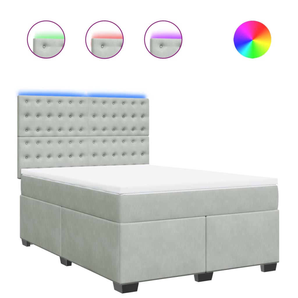 Sommier à lattes de lit et matelas Gris clair 140x190cm Velours - XIOS