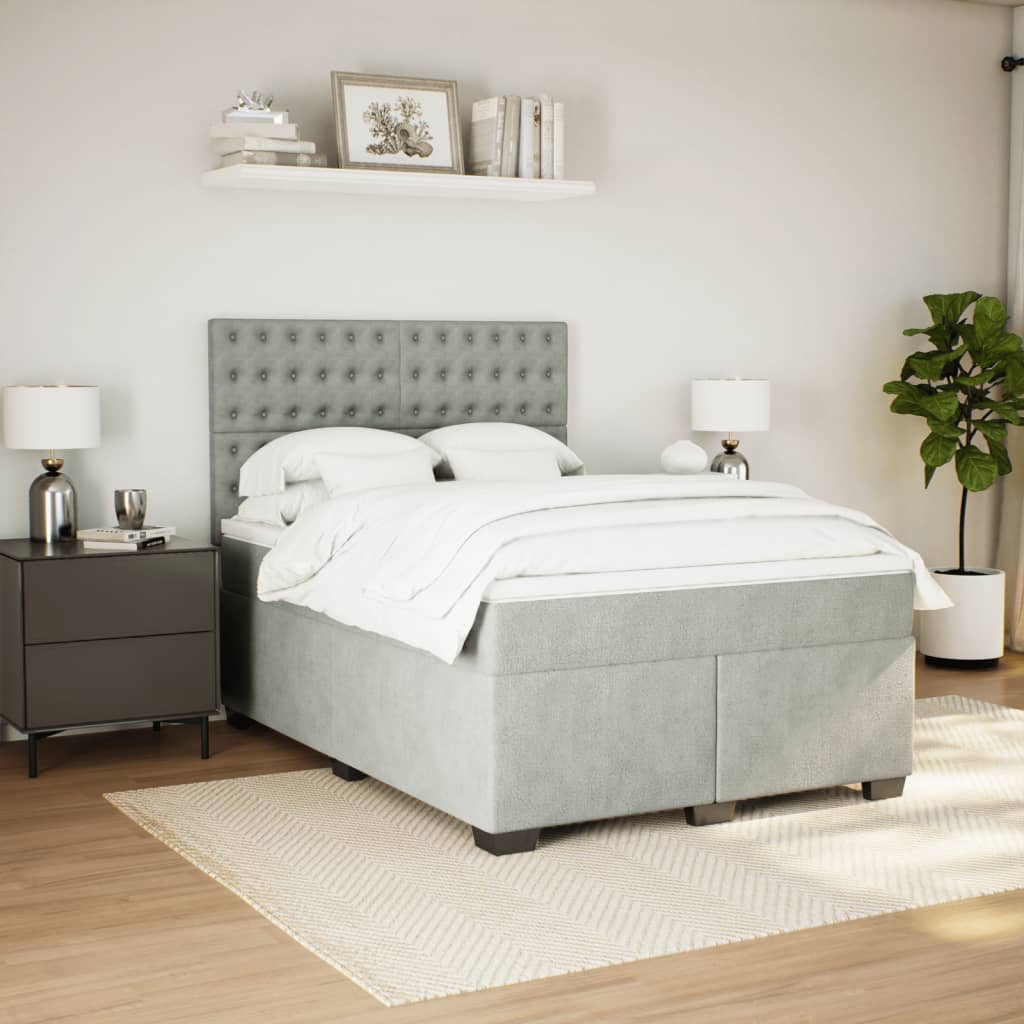 Sommier à lattes de lit et matelas Gris clair 140x190cm Velours - XIOS