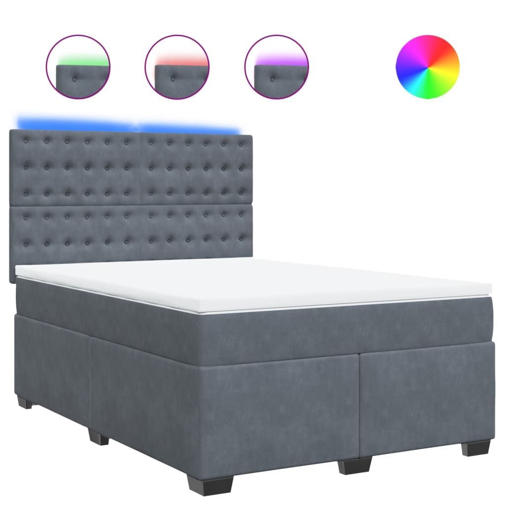 Sommier à lattes de lit et matelas Gris foncé 140x190cm Velours - XIOS