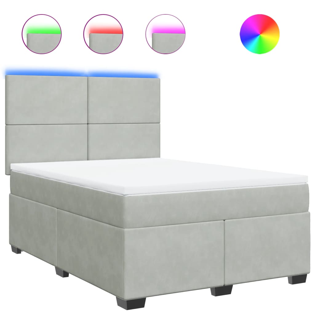 Sommier à lattes de lit et matelas Gris clair 140x200cm Velours - XIOS