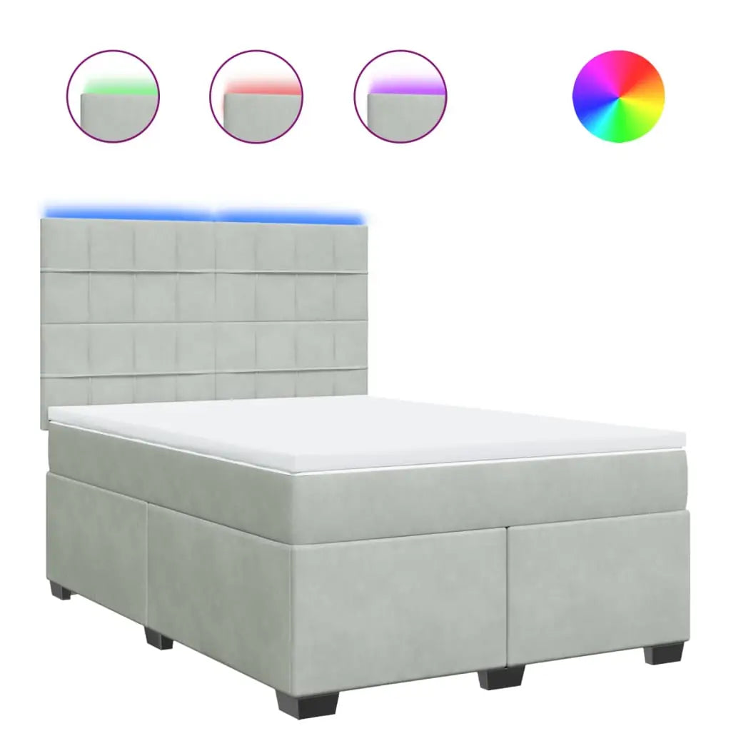 Sommier à lattes de lit et matelas Gris clair 140x200cm Velours - XIOS