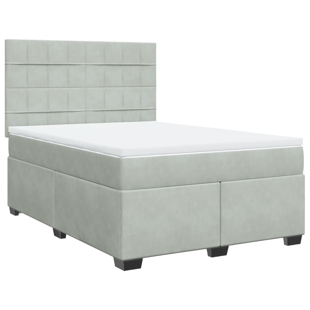 Sommier à lattes de lit et matelas Gris clair 140x200cm Velours - XIOS