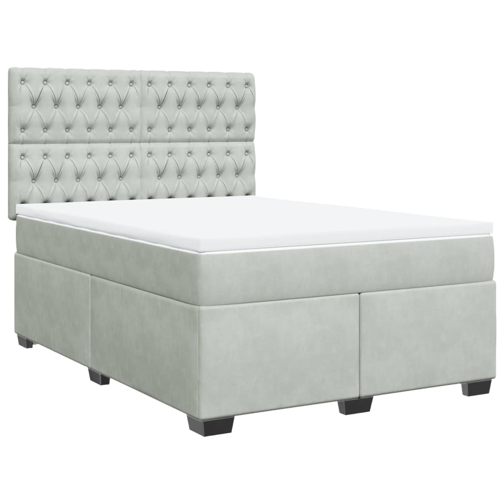 Sommier à lattes de lit et matelas Gris clair 160x200cm Velours - XIOS