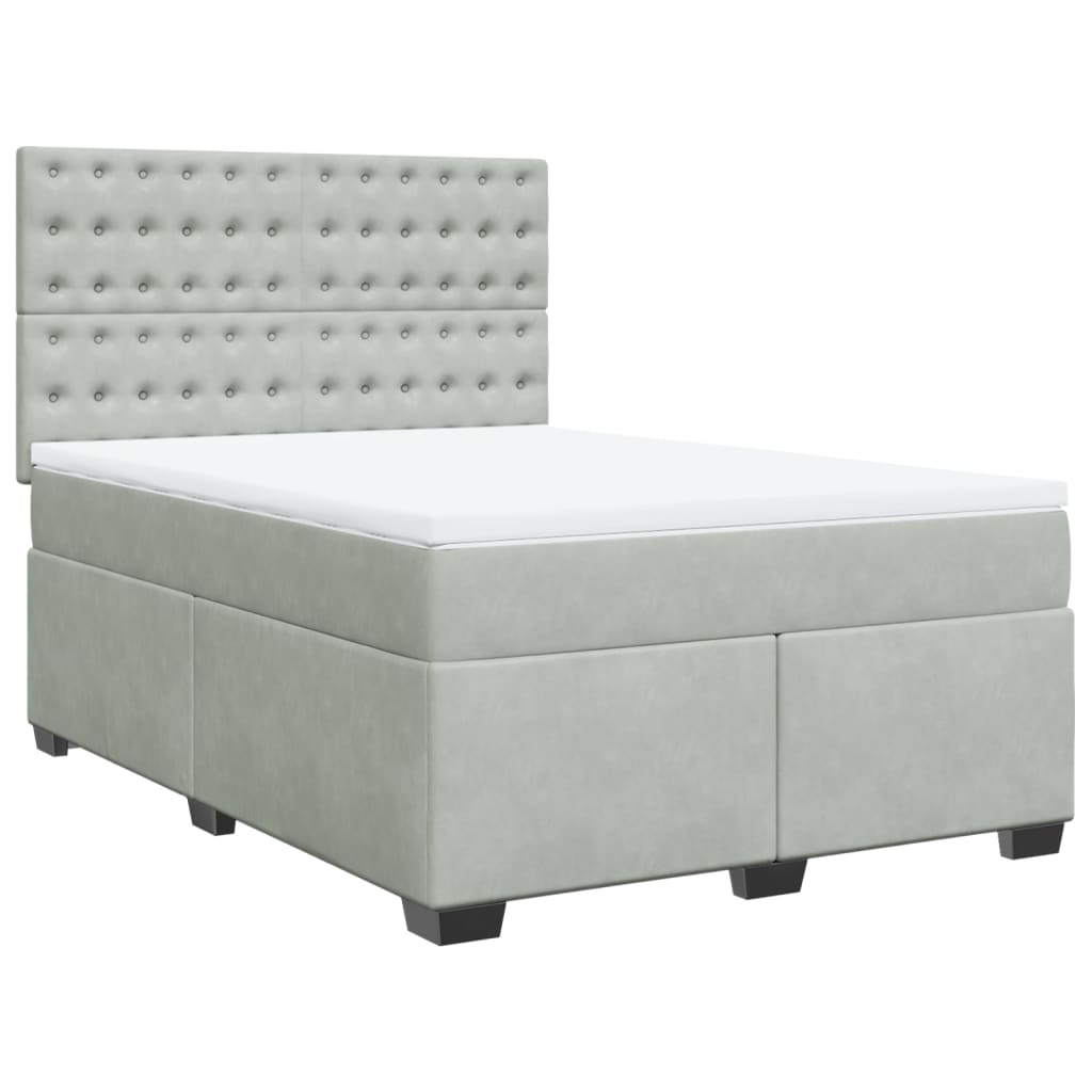 Sommier à lattes de lit et matelas Gris clair 160x200cm Velours - XIOS