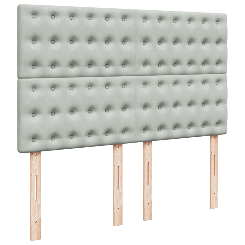 Sommier à lattes de lit et matelas Gris clair 160x200cm Velours - XIOS