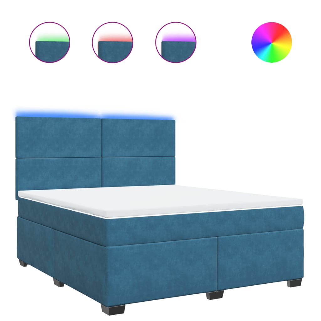 Sommier à lattes de lit et matelas bleu 180x200 cm velours - XIOS