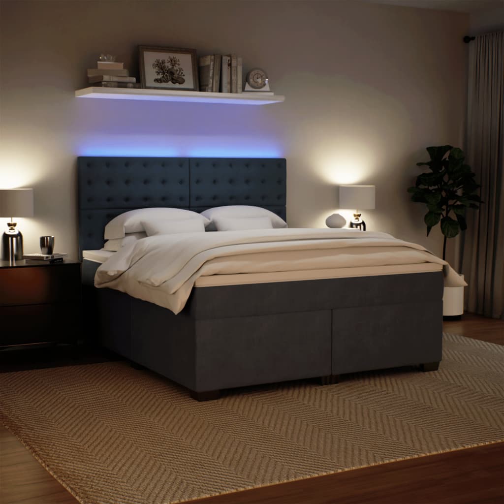 Sommier à lattes de lit et matelas Gris foncé 180x200cm Velours - XIOS