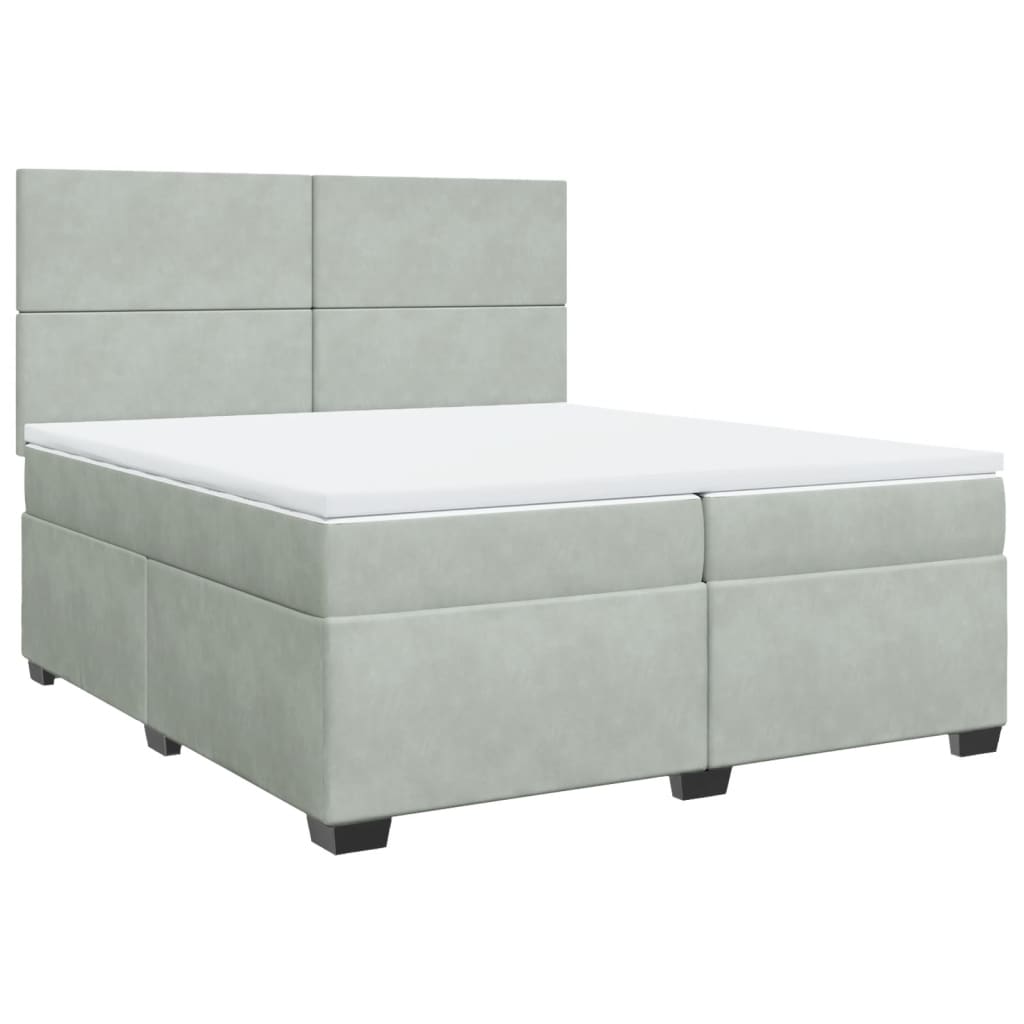 Sommier à lattes de lit et matelas Gris clair 200x200cm Velours - XIOS