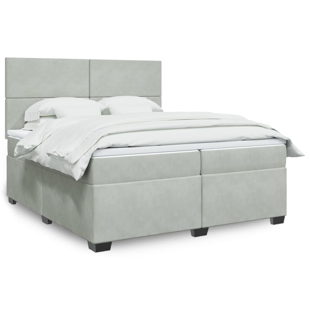 Sommier à lattes de lit et matelas Gris clair 200x200cm Velours - XIOS