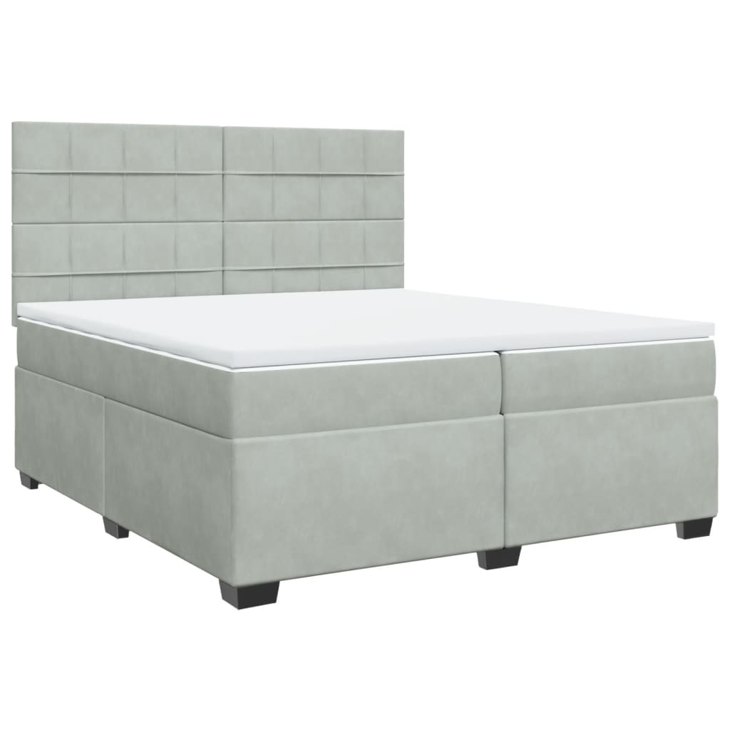 Sommier à lattes de lit et matelas Gris clair 200x200cm Velours - XIOS