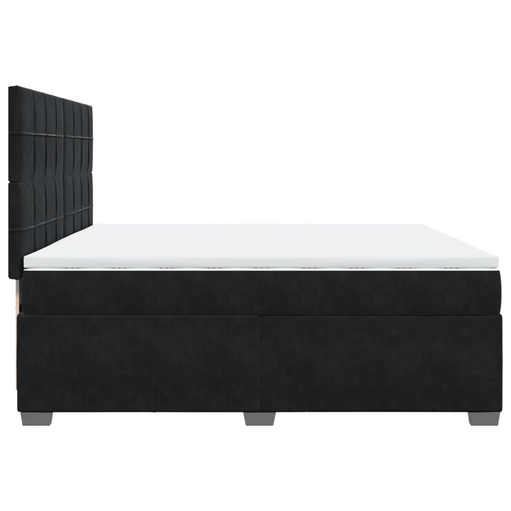 Sommier à lattes de lit et matelas Noir 200x200 cm Velours - XIOS