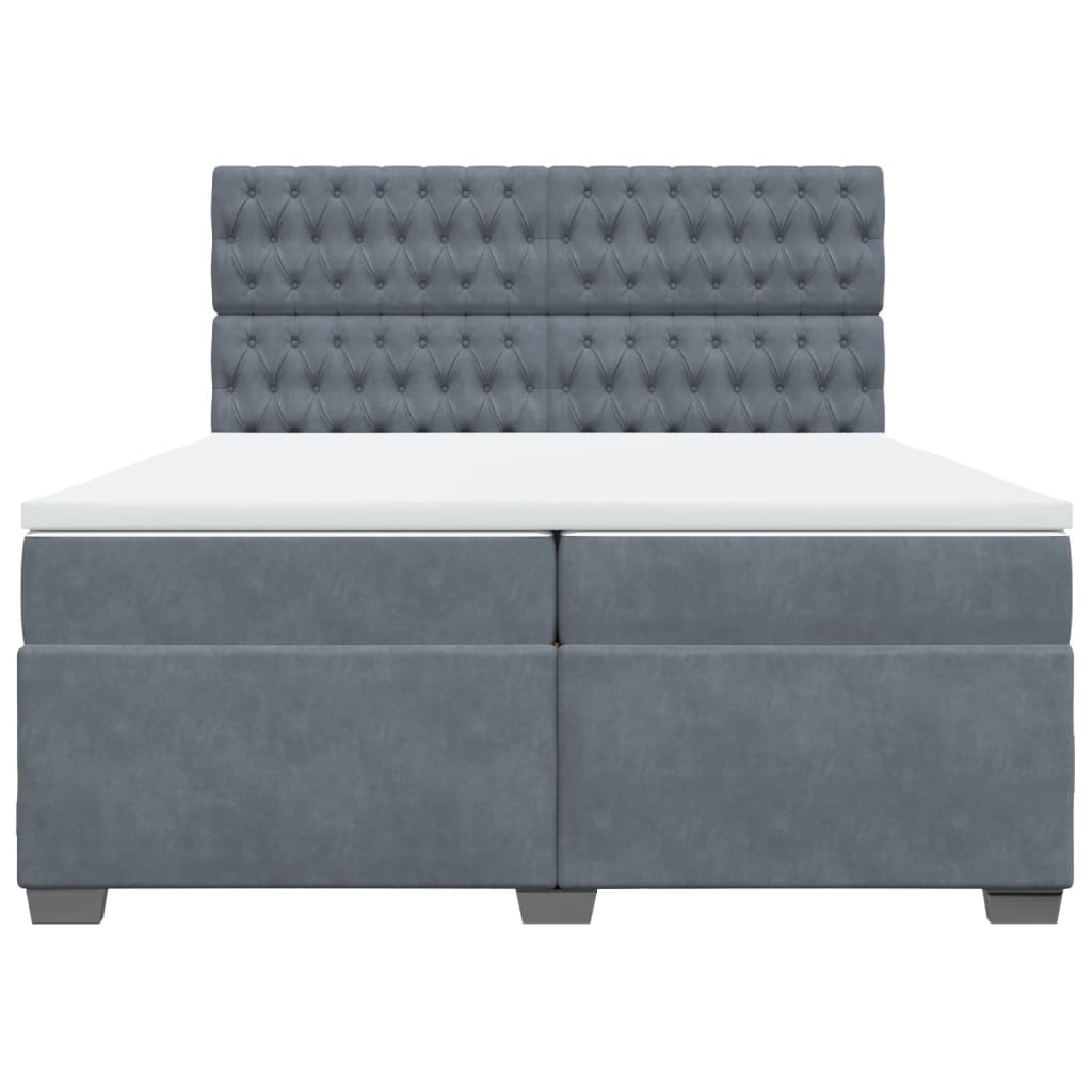 Sommier à lattes de lit et matelas Gris foncé 200x200cm Velours - XIOS