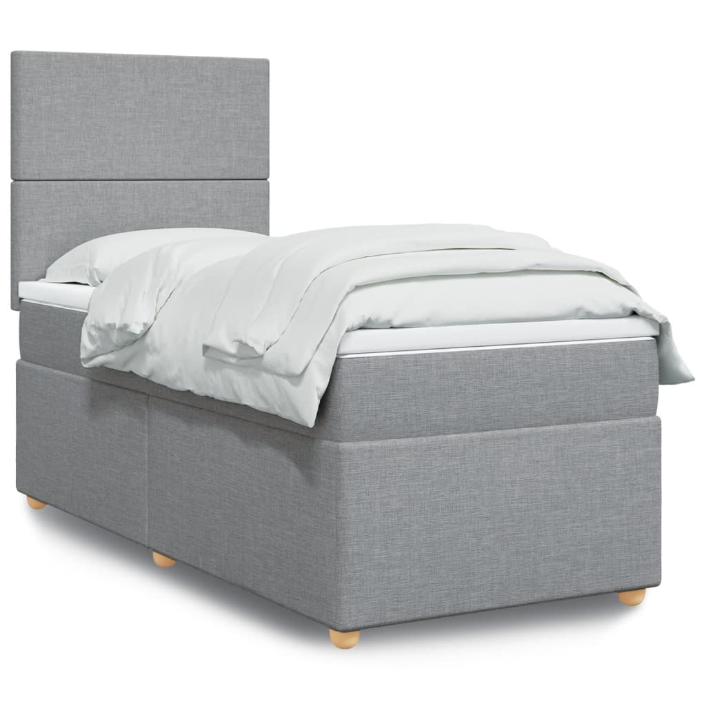 Sommier à lattes de lit avec matelas gris clair 80x200 cm tissu - XIOS