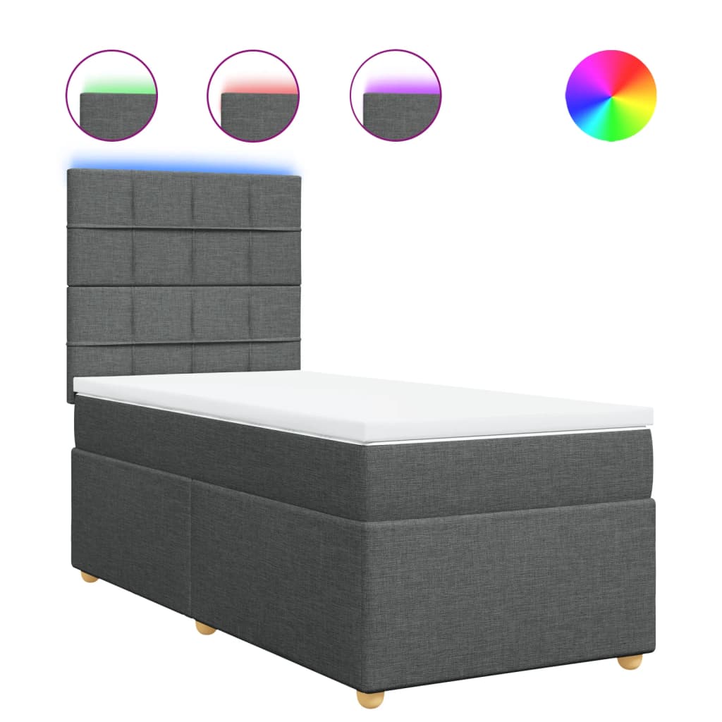 Sommier à lattes de lit avec matelas Gris foncé 80x200 cm Tissu - XIOS