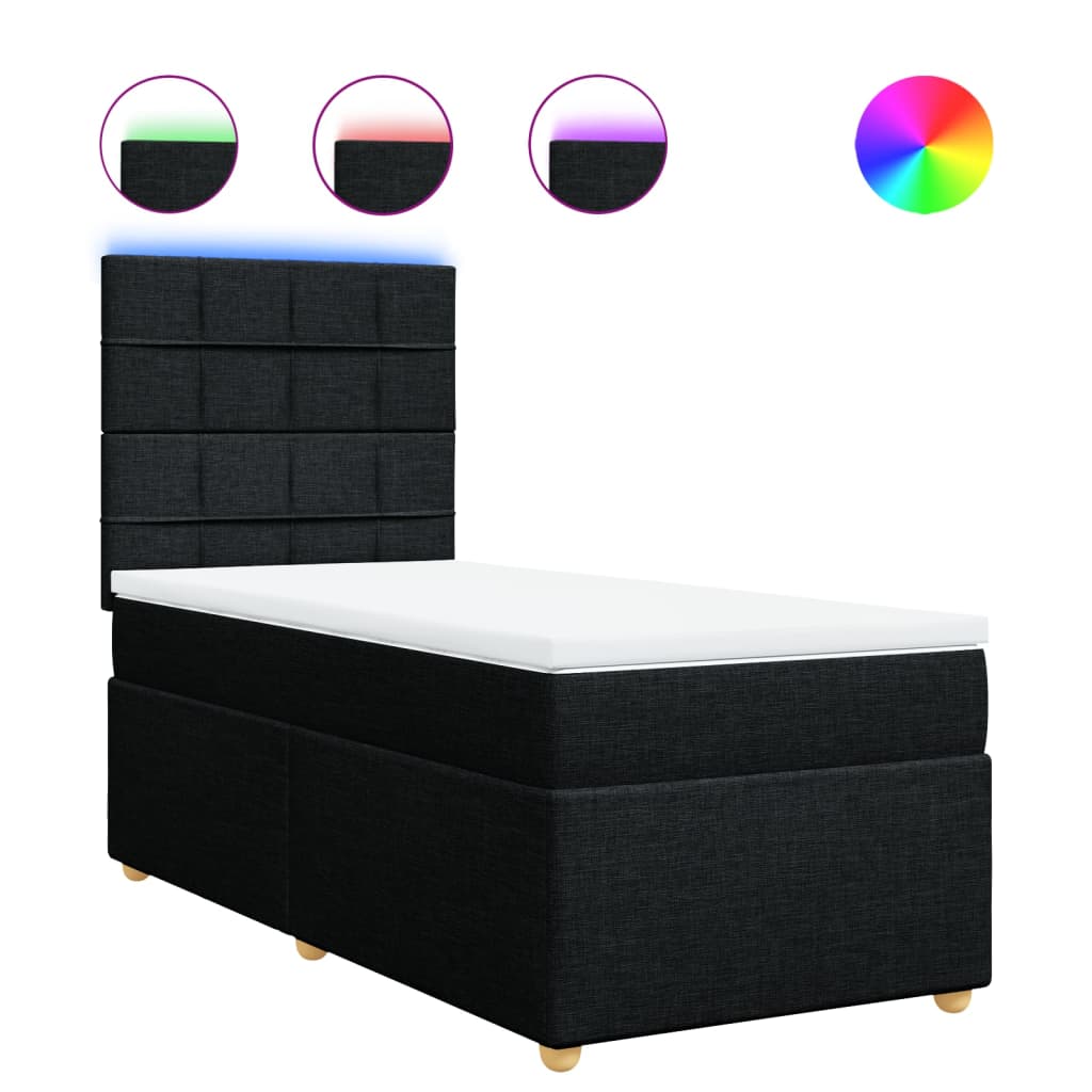 Sommier à lattes de lit et matelas Noir 80x200 cm Tissu - XIOS