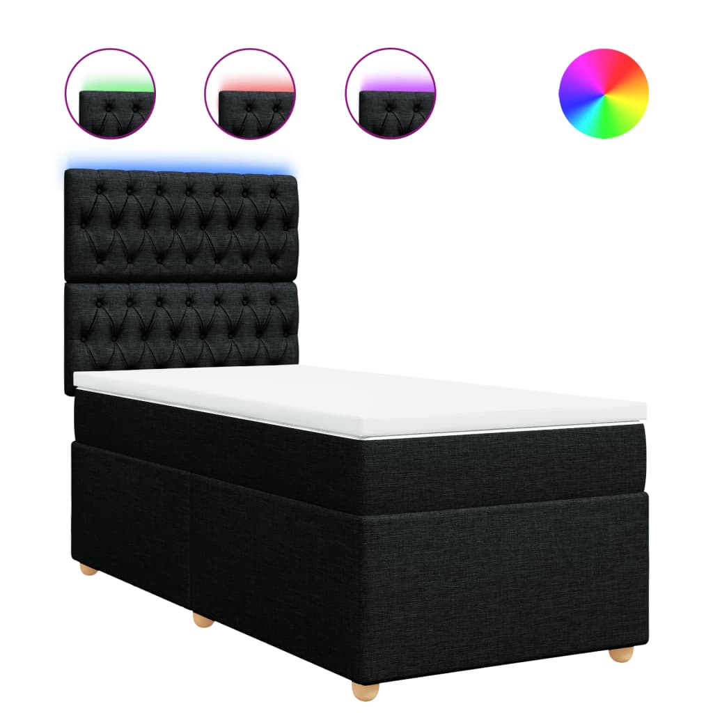 Sommier à lattes de lit et matelas Noir 80x200 cm Tissu - XIOS