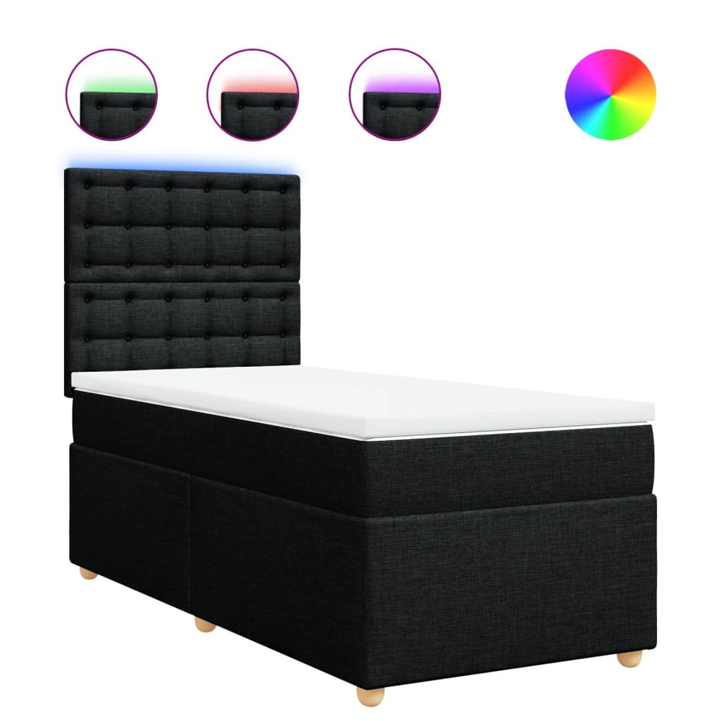 Sommier à lattes de lit et matelas Noir 80x200 cm Tissu - XIOS