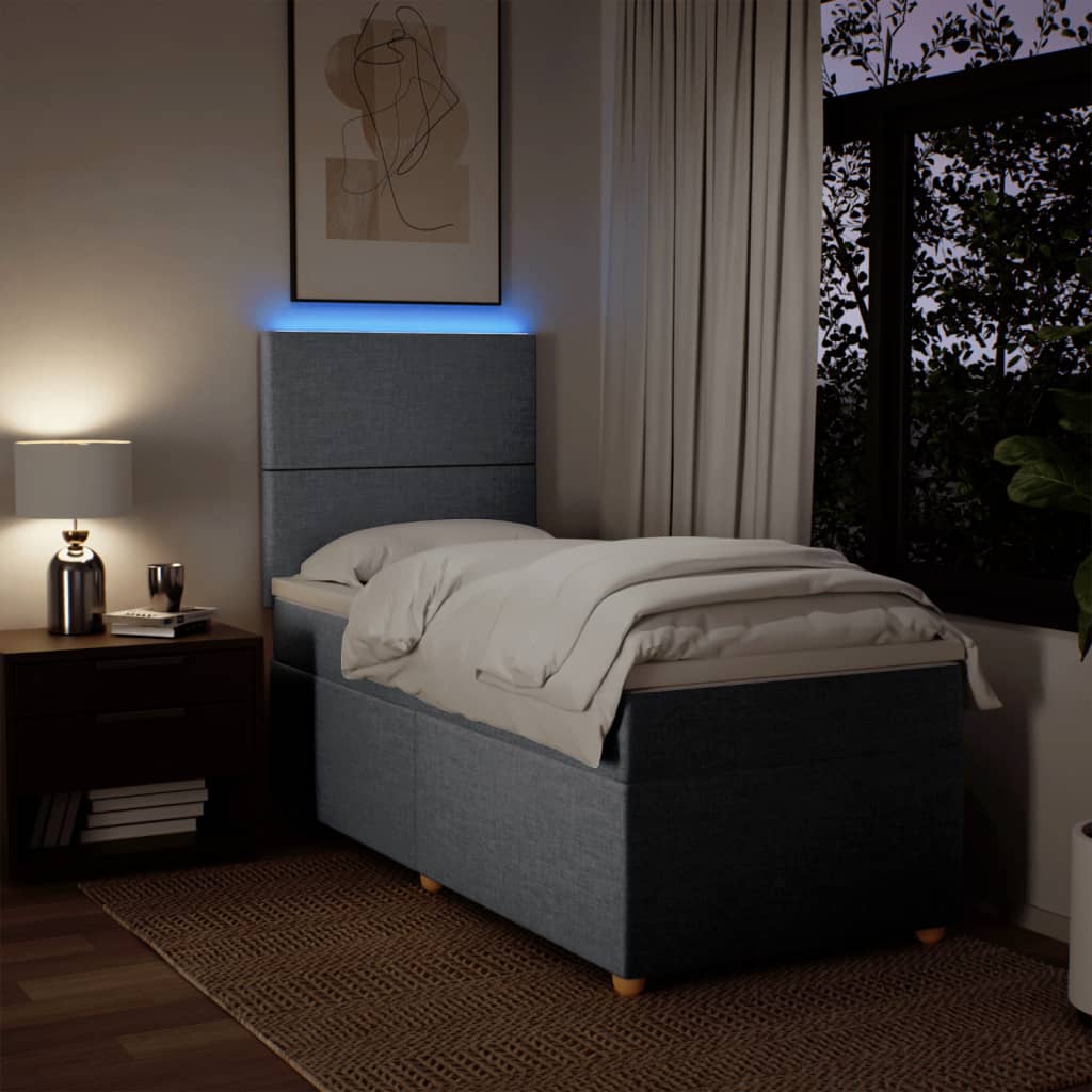 Sommier à lattes de lit et matelas Gris clair 90x190 cm Tissu - XIOS