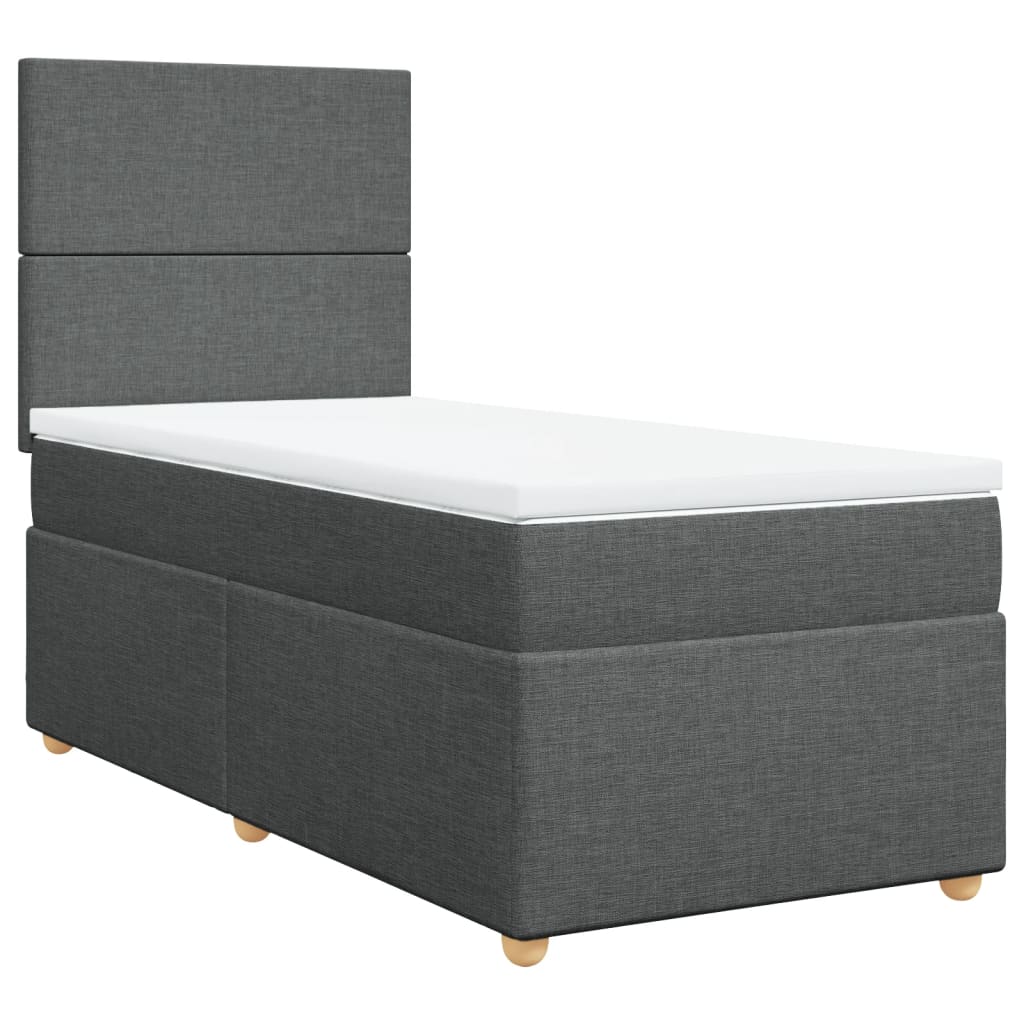 Sommier à lattes de lit et matelas Gris foncé 90x190 cm Tissu - XIOS