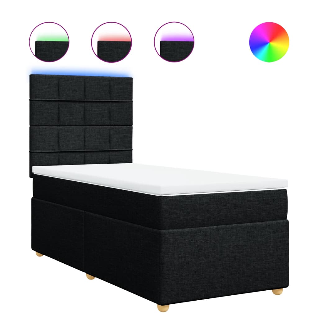Sommier à lattes de lit avec matelas Noir 90x190 cm Tissu - XIOS