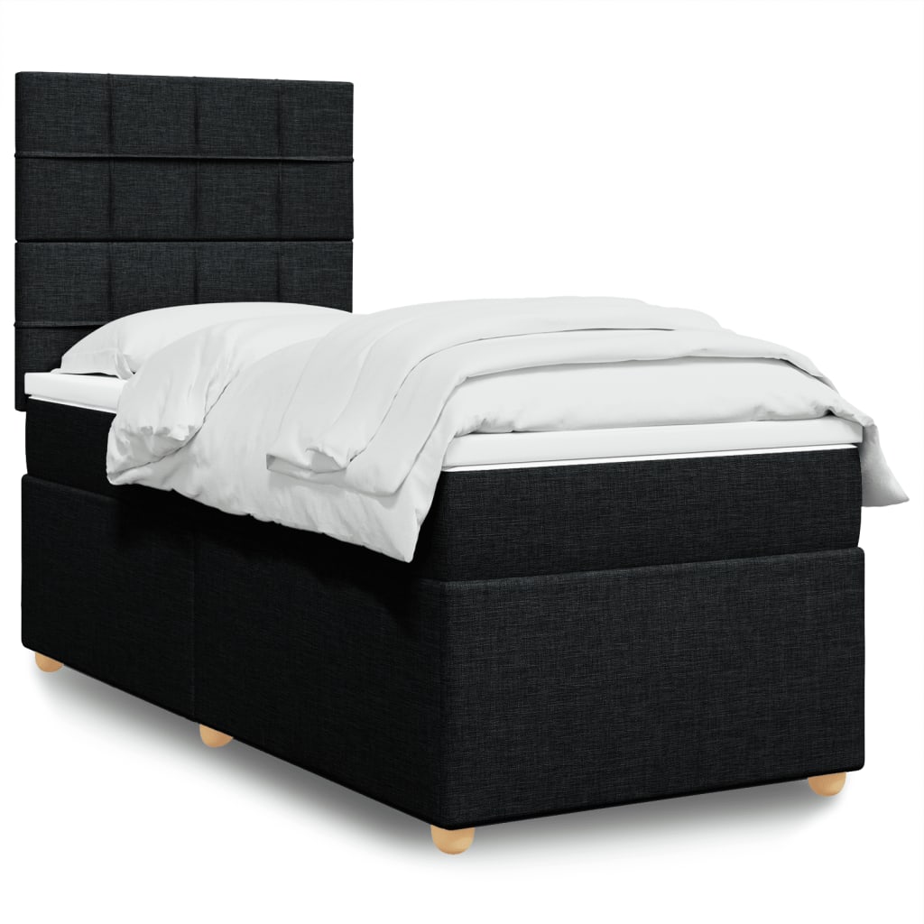 Sommier à lattes de lit avec matelas Noir 90x190 cm Tissu - XIOS