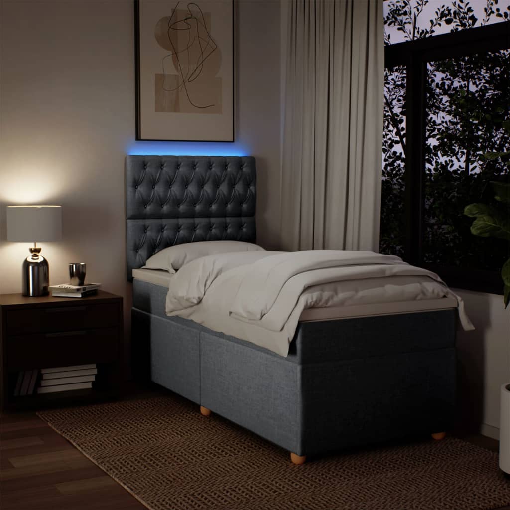 Sommier à lattes de lit et matelas Gris clair 90x190 cm Tissu - XIOS
